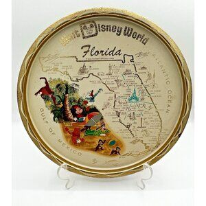 Vintage Disney World Metal tin serving tray 11" Florida Walt Disney Productions